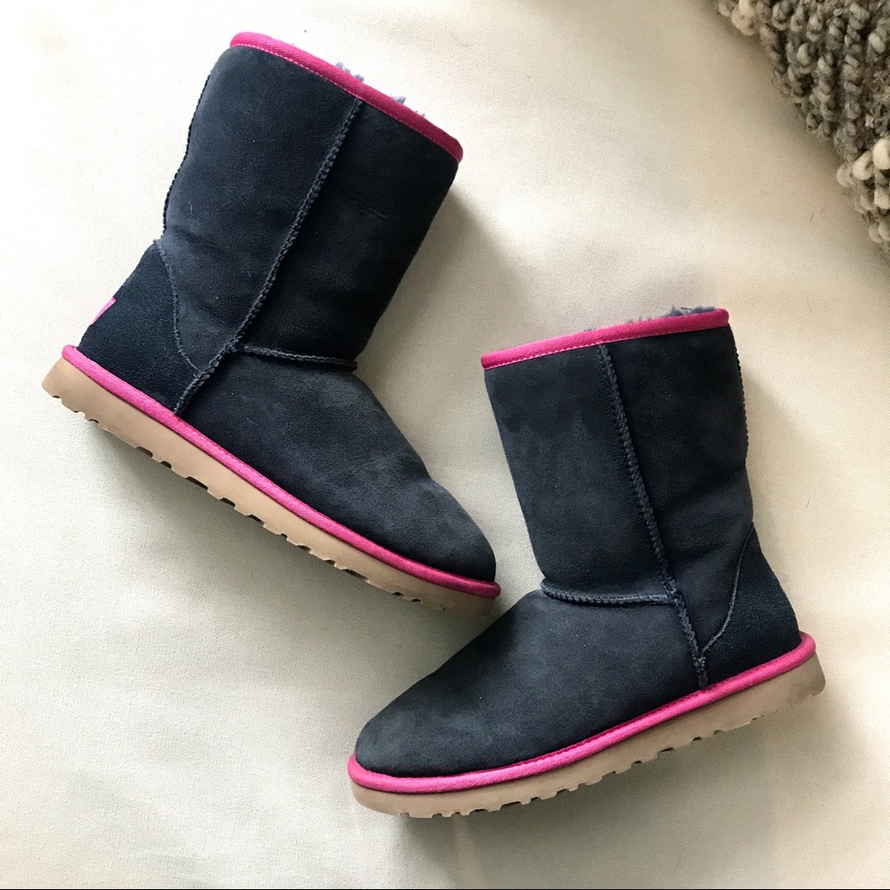 UGG Classic Short Boots - Navy and Pink